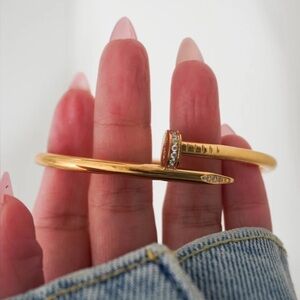 Gold Nail with zircon Design Bracelet